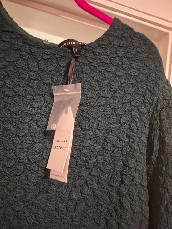 English Factory Short-Sleeve Textured Midi Dress - Picture 8 of 10